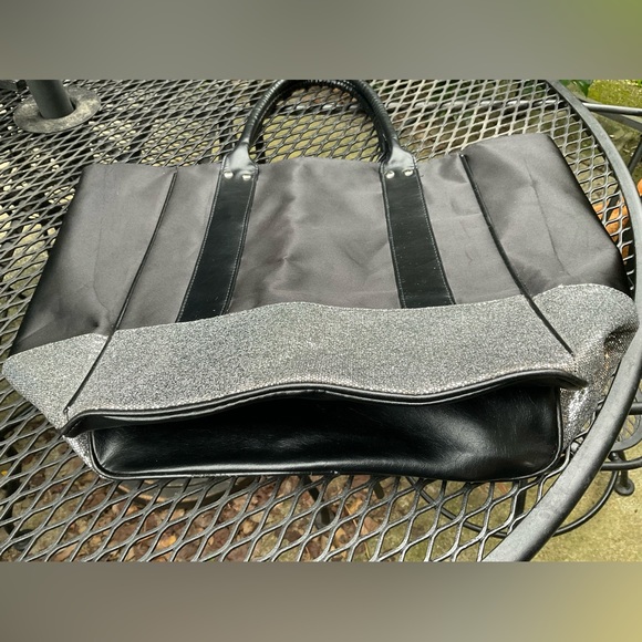 Blingy Stylish Satin Vegan Leather Glitter Double Handle Tote Bag! - Picture 3 of 16